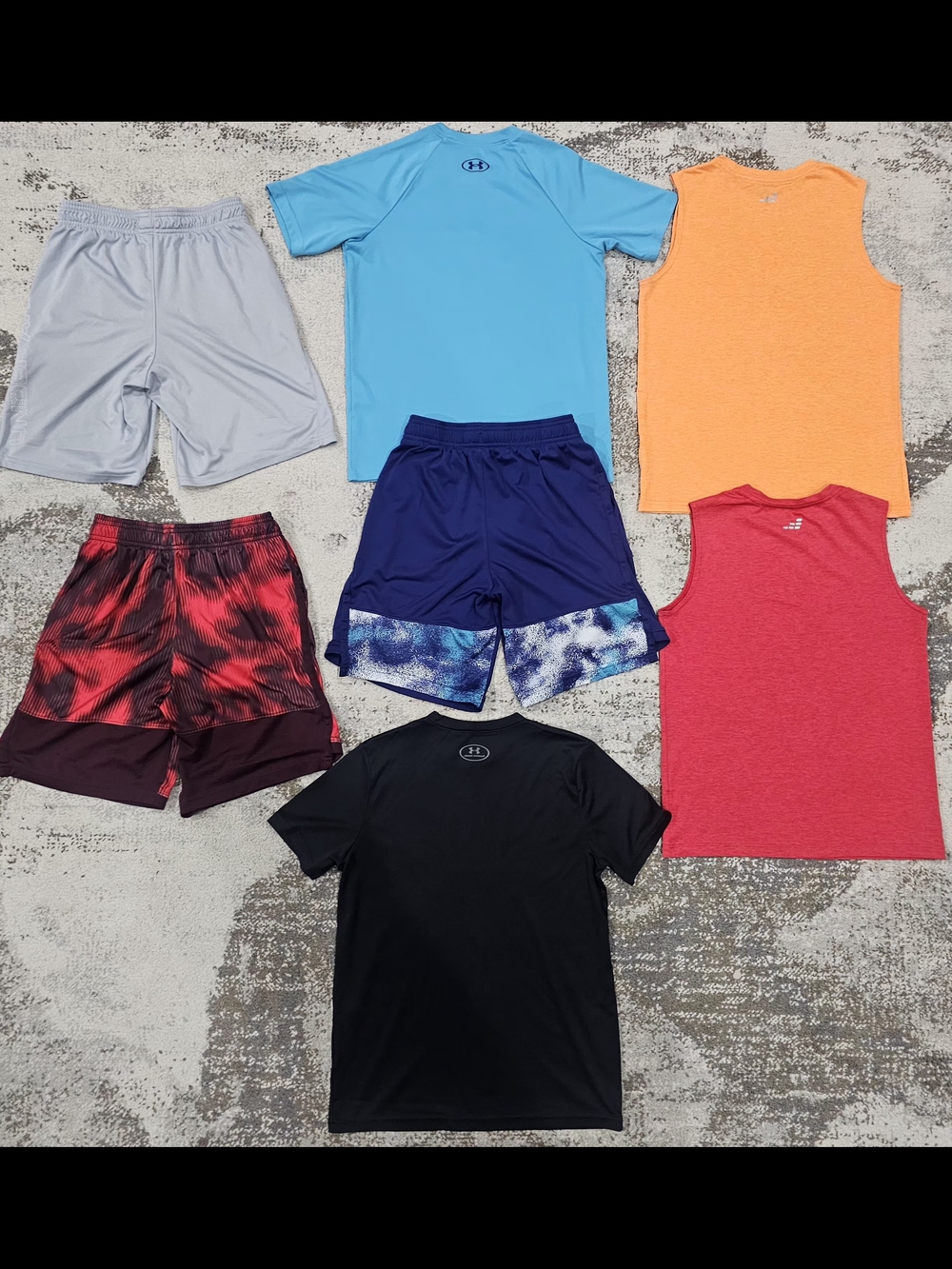 Mixed Boys Athletic Tops & Shorts Bundle - Blue, Orange, Red, Black